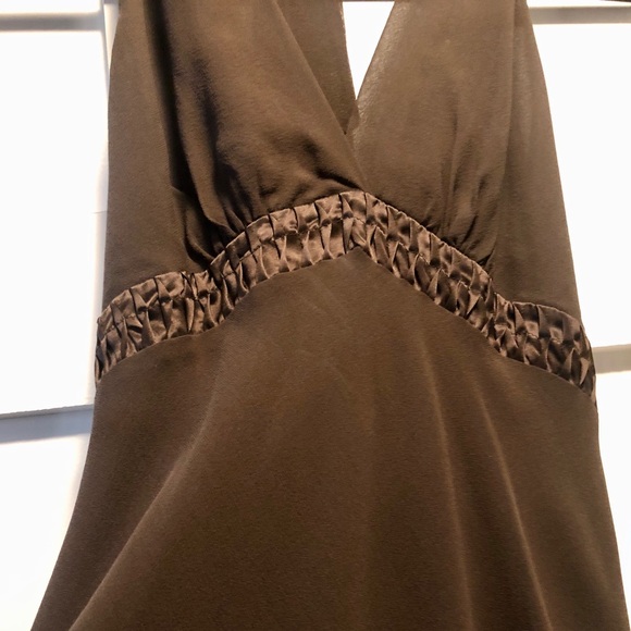 BCBGMaxAzria brown chiffon dress sz 8 💃🏽 - Picture 3 of 7
